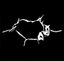 Torn Barbed Wire: A stark monochrome line art illustration depicts a section of barbed wire violently ripped apart, creating a dramatic, textured void against a black background.