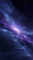 Purple And Blue Cosmic Nebula In Dark Space