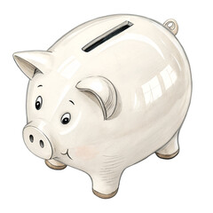 White piggy bank top view isolated on white background