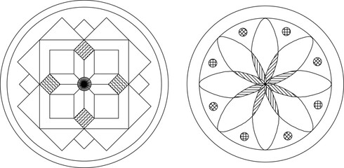 Fototapeta premium sketch vector illustration silhouette design ornament decoration pattern rosette mandala classic vintage abstract modern