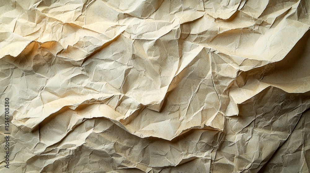 Poster crumpled cardboard sheet displays intricate textures and organic folds that create a unique visual c