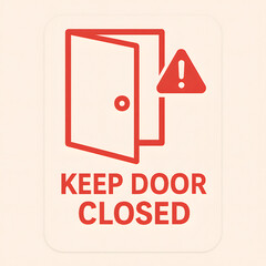 Naklejka premium Red Keep Door Closed Sign Warning Alert Safety Icon Graphic