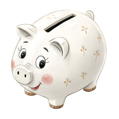 White piggy bank top view isolated on white background
