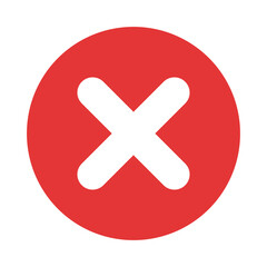 Obraz premium red cross mark icon on isolated white. vector icon illustration.