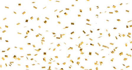 Golden confetti falling against a black background creating a festive and celebratory scene