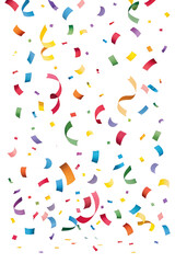 A black background filled with confetti in various colors and shapes scattered randomly throughout it all