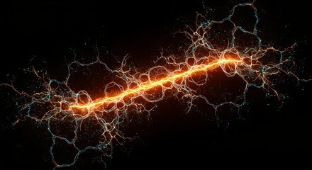 Energy beam with sparks on black background