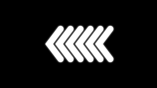 Abstract glowing neon arrow loading animation.  set of glowing neon arrows.right ,left,up,down arrows.neon arrow on black blackgroud-4k video.