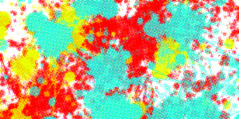 Abstract artistic background featuring bold colors and a dynamic mosaic of textured squares.