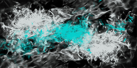 Abstract artistic illustration featuring flowing forms with teal and grey coloring effects