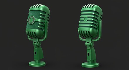 Green Vintage Microphone Pair