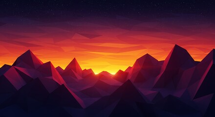 Geometric Mountains at Sunset