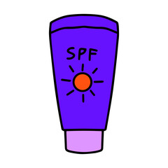 Blacck outline and cartoon makeup element stock. Woman cosmetic products. Beauty set of cosmetics, vector icon