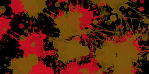 Abstract red and brown paint splatter design against a black background for creative use