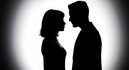 Man and Woman Silhouette Facing Each Other