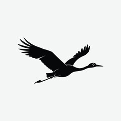 Discover a sleek, stylized silhouette of a crane—perfect for art prints, tattoos, logos, and design projects. Elegant, minimal, and timeless bird illustration.
