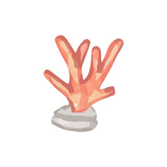 beautiful coral reef watercolor with many types and patterns. watercolor seaweed and corals isolated on white