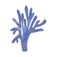 beautiful coral reef watercolor with many types and patterns. watercolor seaweed and corals isolated on white