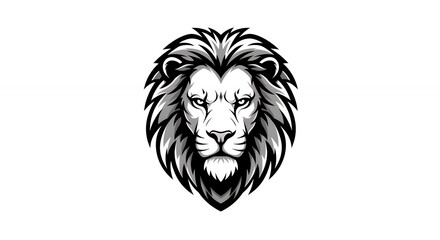 Lion Head Black and White Illustration