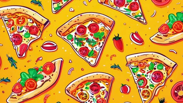Bright Pizza Pattern Art

