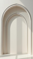Fototapeta premium Elegant Minimalist Arch Background Cream, Silver, and Vertical Reel Format for Text Overlay