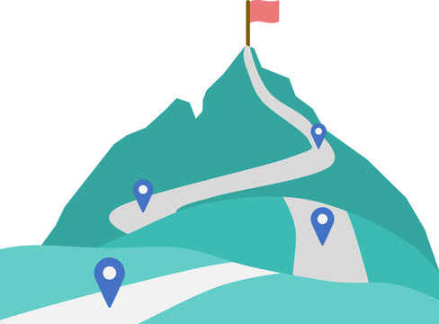 mountain path to success with flag clip art preview