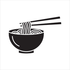 trendy ramen icons: noodles, broth, chopsticks, egg, Bold, vibrant and perfect for foodie designs on white background