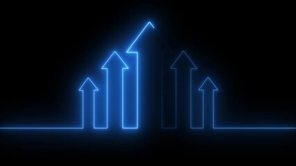 abstract Glowing neon line icon and up arrow animation on black background. growth arrow, profit, investment, and successful business concept. 4k motion graphics animation. - Powered by Adobe