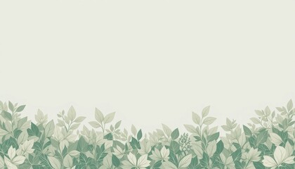 Elegant Pale Green Leaf Border Vector Design Minimalist Background for Text