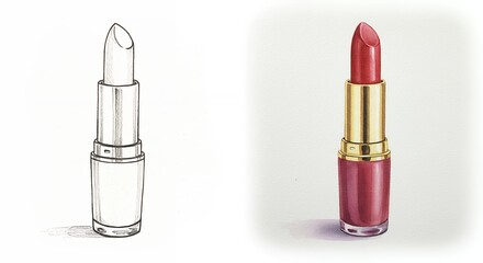 Lipstick illustration before and after color
