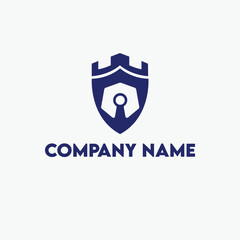 Secure Company Logo Featuring Fortress Shield and Keyhole