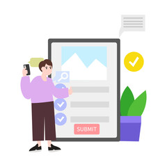 office people concept. Employees working in team, isolated set of people dealing with project tasks. Vector business people showing ideas on presentation, brainstorming and thinking on solution