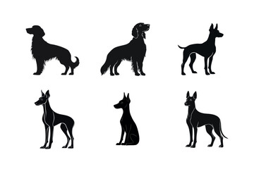 Fototapeta premium Silhouette set of various dog breeds