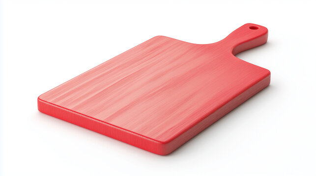A rustic pink  wooden cutting board isolated on a white background, showcasing its natural grain, smooth surface, and sturdy build.
