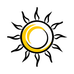 Sun color icon on transparent background for web and graphic design