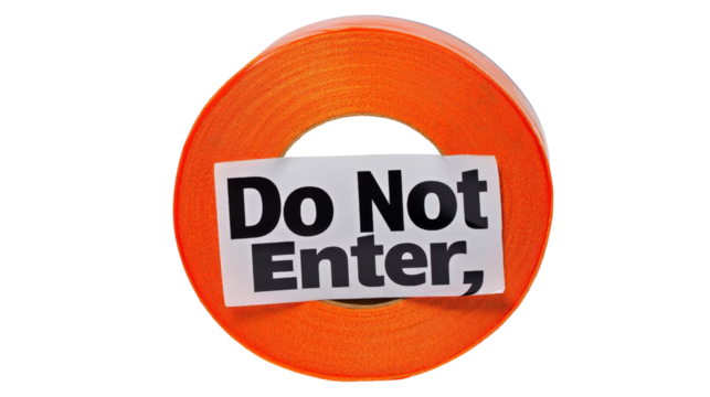 A roll of construction barrier tape reading "Do Not Enter,"Transparent background, PNG file