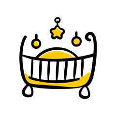 Baby crib color icon on transparent background for web and graphic design