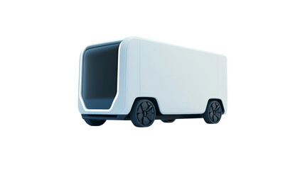 A self-driving robot delivery vehicle on its route, Transparent background, PNG file