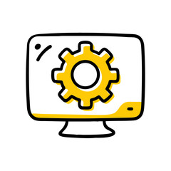 Computer settings color icon on transparent background for web and graphic design