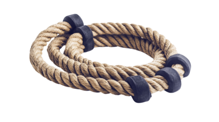 A set of battle ropes, ready for a high-intensity workout,Transparent background, PNG file
