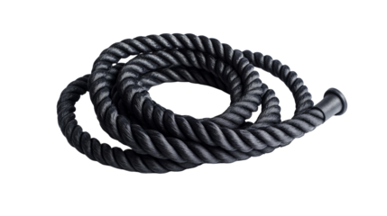 A set of battle ropes, ready for a high-intensity workout,Transparent background, PNG file