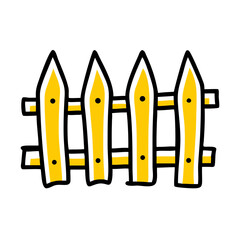 Wooden fence color icon on transparent background for web and graphic design