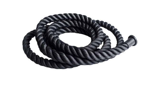 A set of battle ropes, ready for a high-intensity workout,Transparent background, PNG file