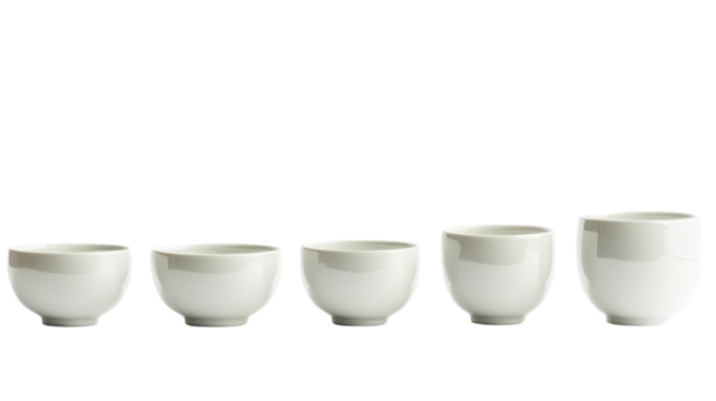 A set of cupping therapy cups in varying sizes,Transparent background, PNG file