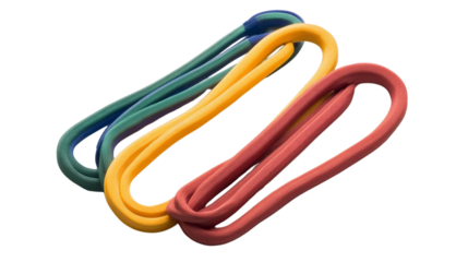 A set of fitness resistance bands, ready for a workout,Transparent background, PNG file