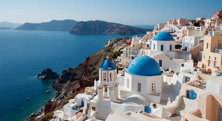 Scenic view of Oia village in Santorini, Greece