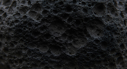 Close-up of porous black lava rock texture