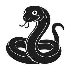 Obraz premium Cute Black Snake Clipart, Snake logo and icon