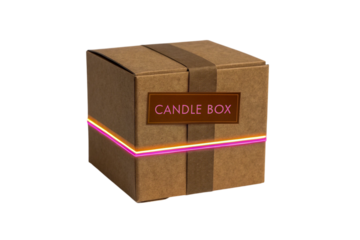 Cardboard Candle Box with Neon Trim and Label on Transparent Background, ai generated
