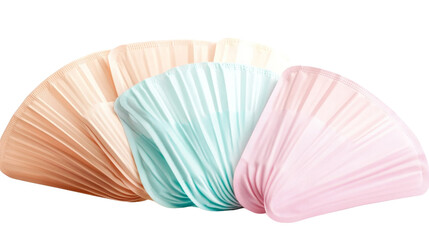 A set of sheet masks in pastel packaging, arranged in a fan,Transparent background, PNG file